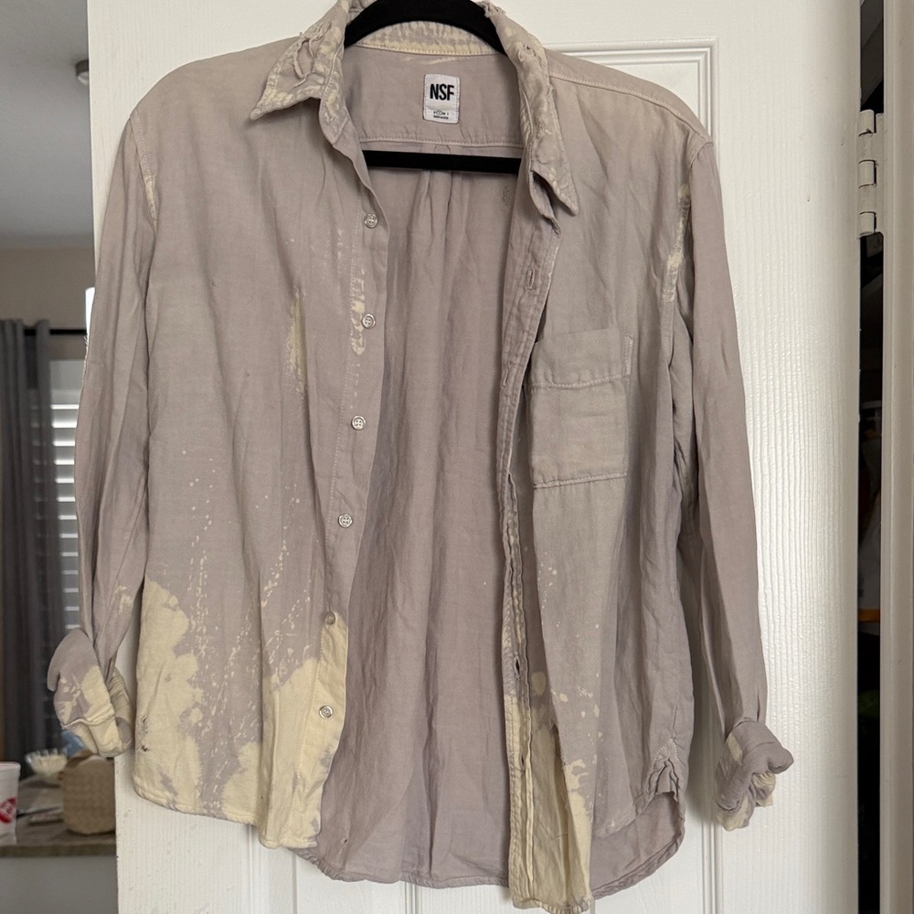 NSF Vintage Beige and Cream Button-Up Shirt